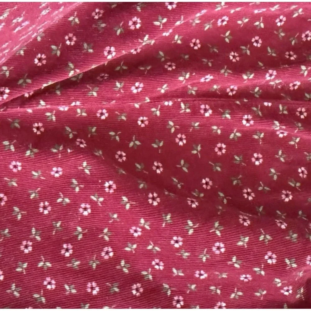 Y2K GYMBOREE TODDLER GIRLS MAROON CORDUROY FLORAL BUBBLE ROMPER OVERALLS 18-24M